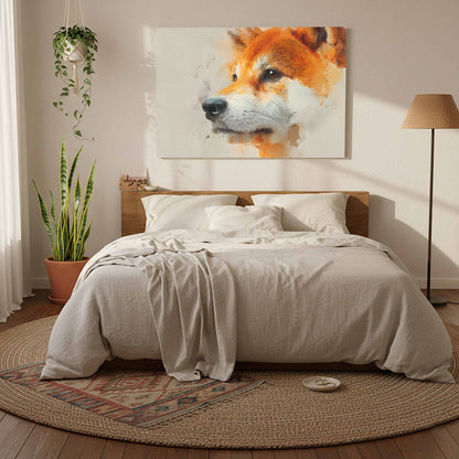 Shiba Inu Dog Portrait Canvas Wall Art – styled room view 7