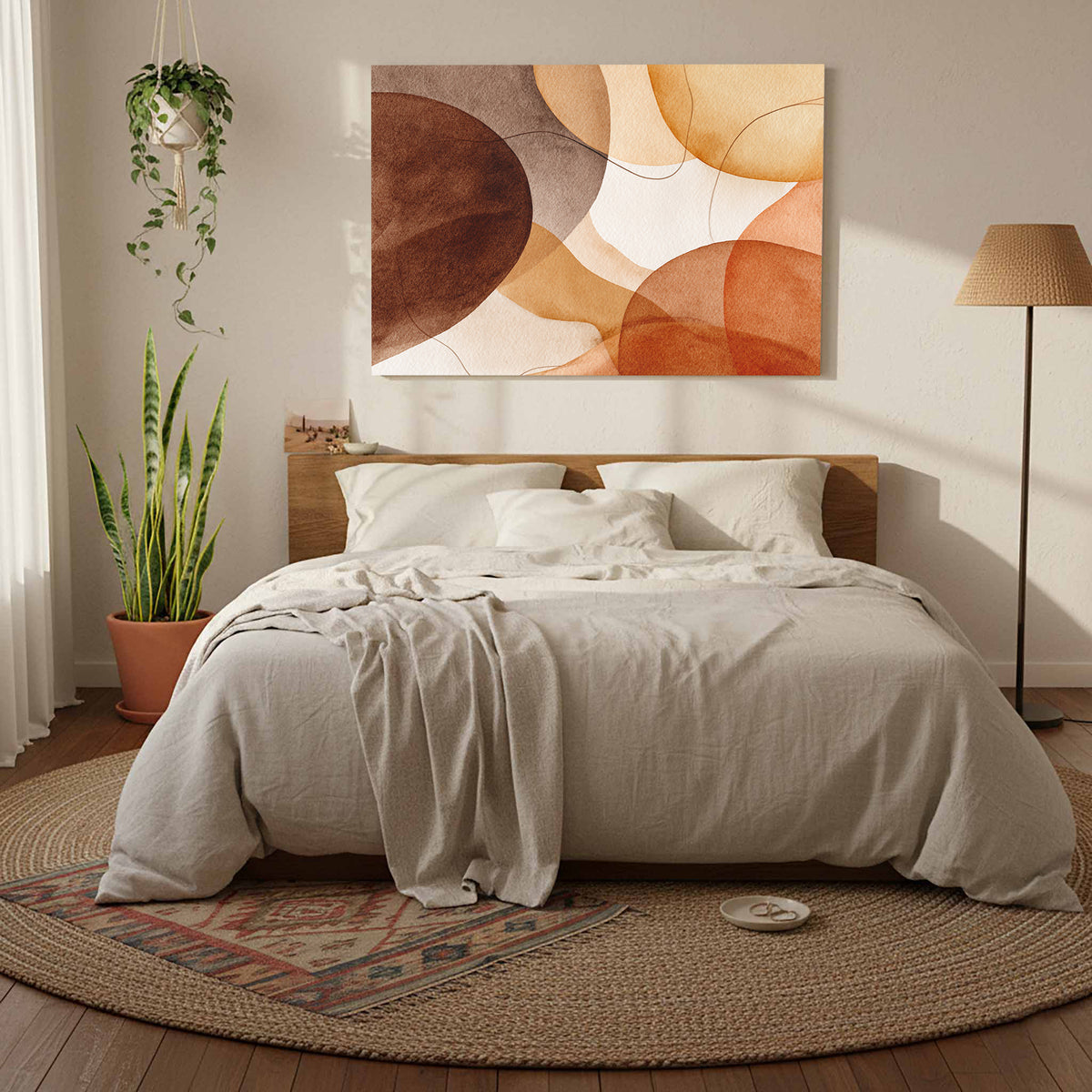 Abstract Watercolor Canvas Print – styled room view 6