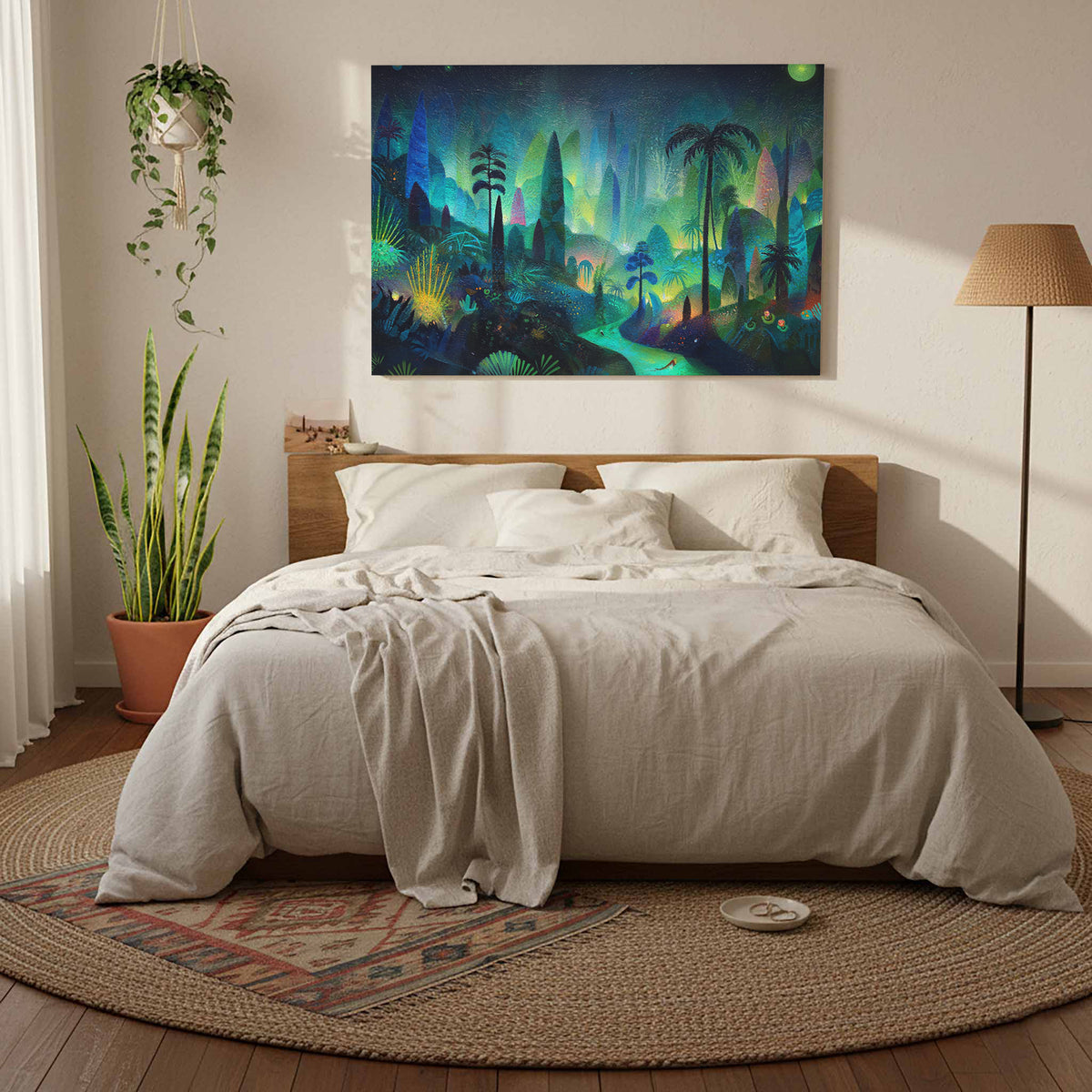 Dark Jungle Canvas Art – styled room view 7