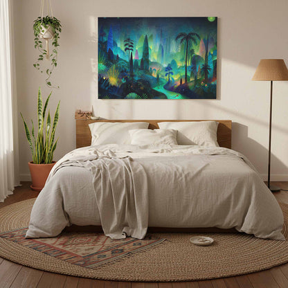 Dark Jungle Canvas Art – styled room view 7