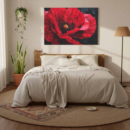 Red Poppy Canvas Wall Art – styled room view 7