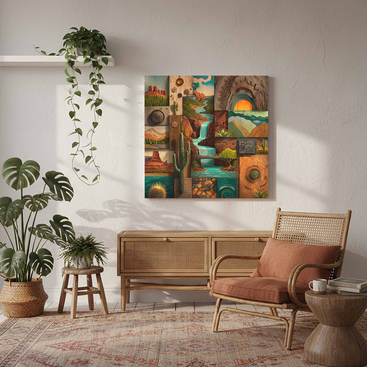 Arizona Desert Landscape Canvas Print – styled room view 7