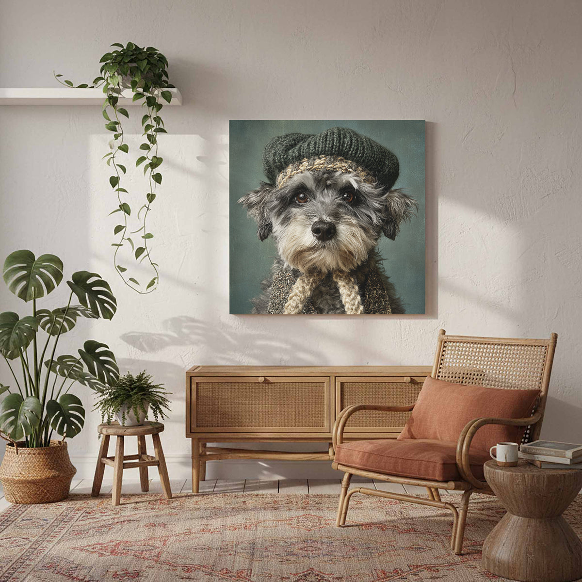 Schnoodle Dog Canvas Wall Art – styled room view 6