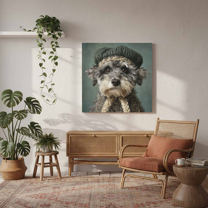 Schnoodle Dog Canvas Wall Art – styled room view 6