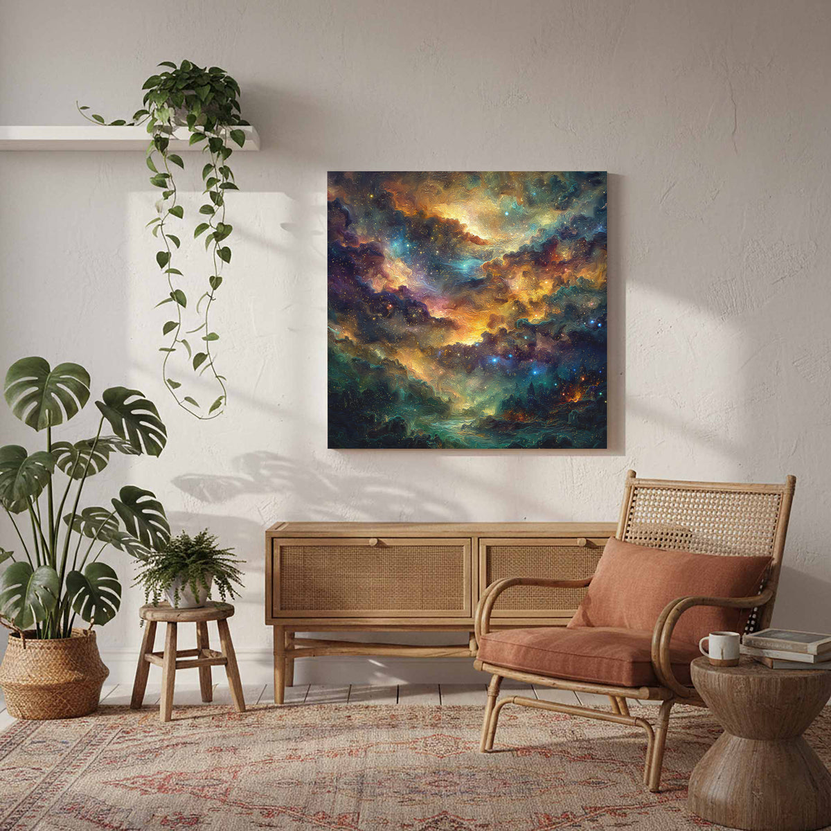 Cosmic Nebula Canvas Wall Art – styled room view 7
