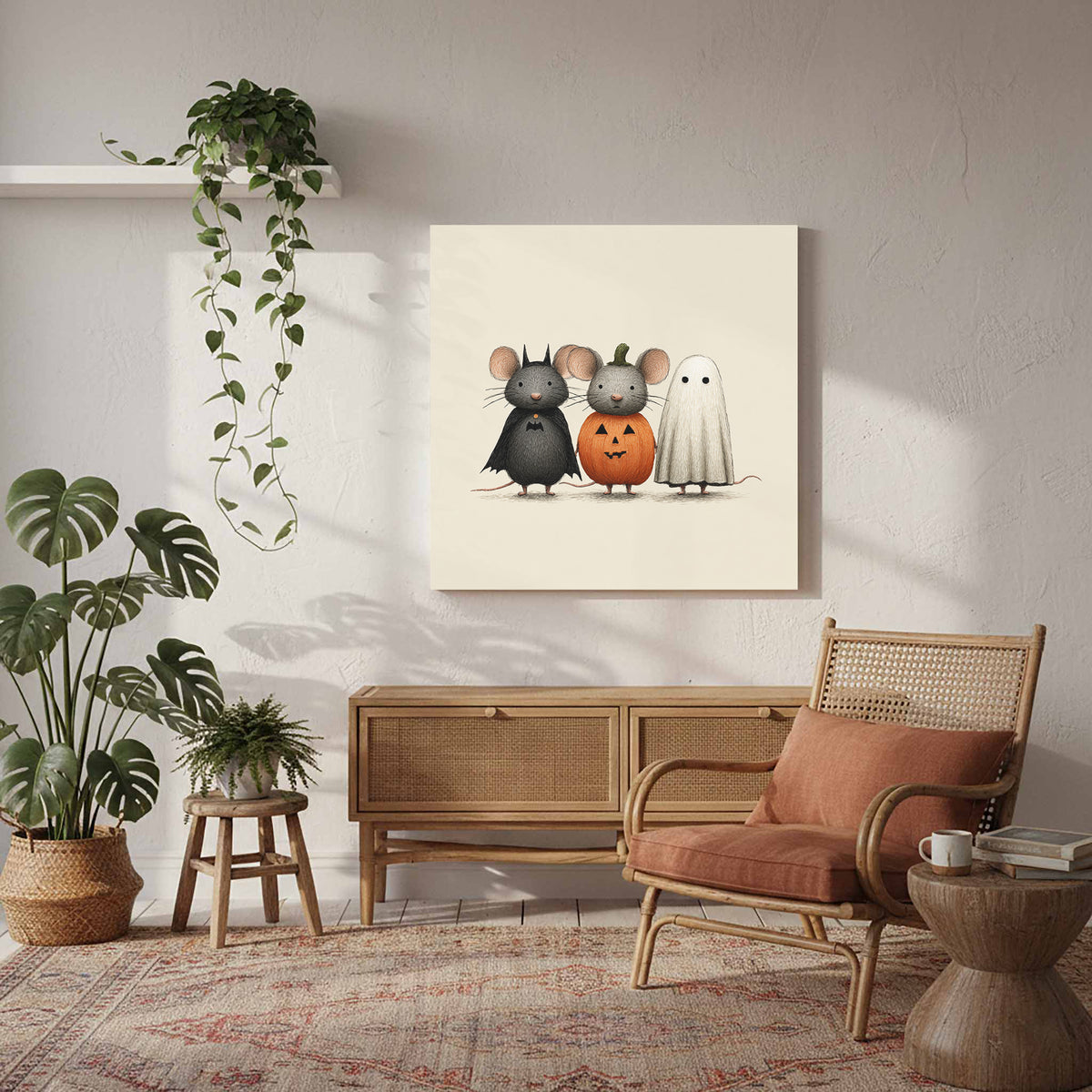 Halloween Mice Wall Art – styled room view 7