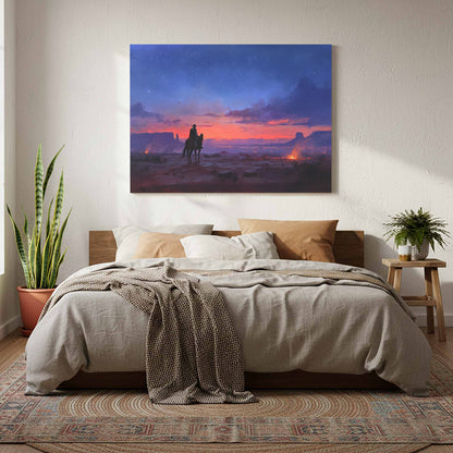 Western Cowboy Canvas Wall Art – styled room view 8