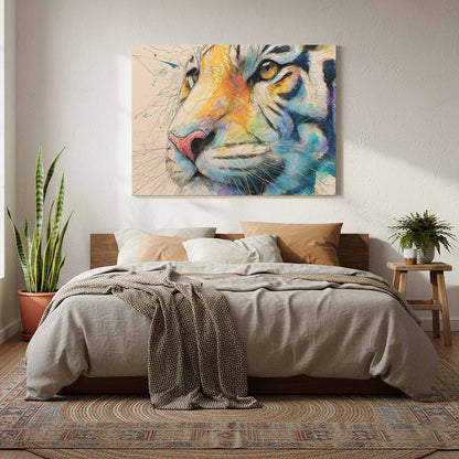 Tiger Portrait Canvas Wall Art – styled room view 6