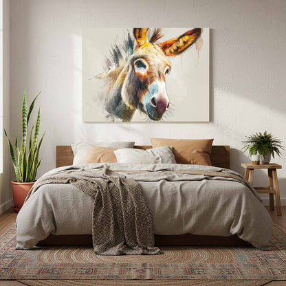 Donkey Portrait Canvas Wall Art – styled room view 6