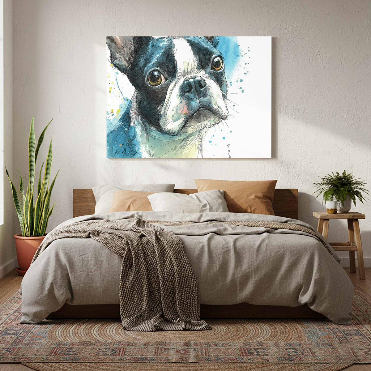 Boston Terrier Watercolor Canvas Art — product image 8