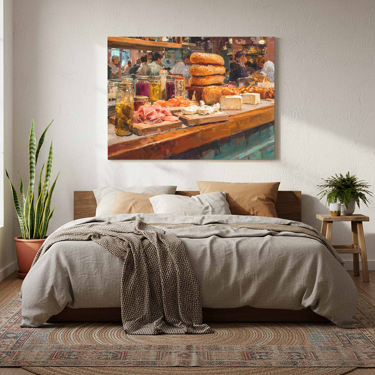 Impressionist Deli Counter Canvas Print – styled room view 7