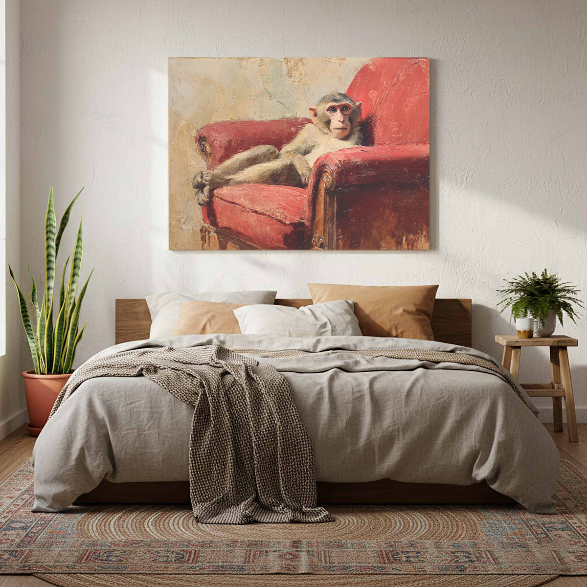 Monkey Armchair Canvas Print – styled room view 7
