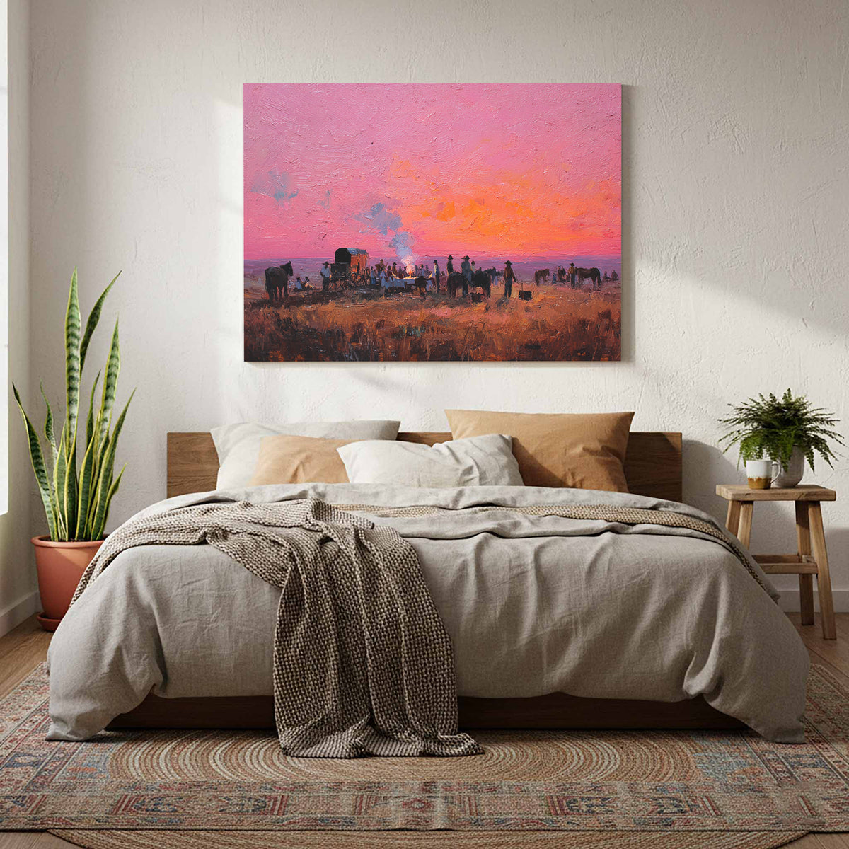 Western Chuckwagon Canvas Wall Art – styled room view 6