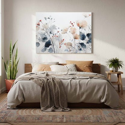 Abstract Watercolor Floral Wall Art – styled room view 7