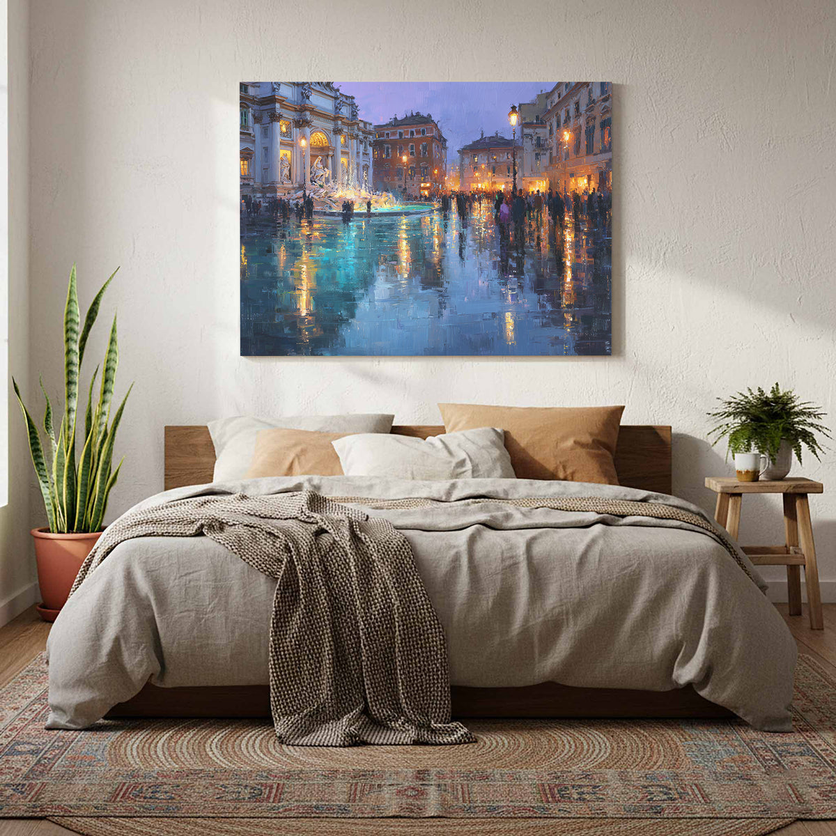Trevi Fountain Canvas Print – styled room view 8