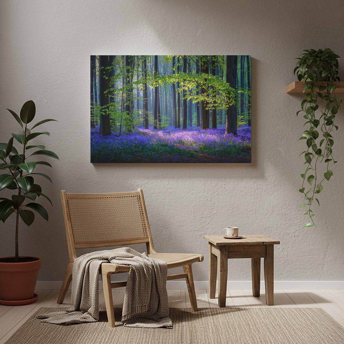 Spring Woodland Canvas Wall Art – styled room view 8