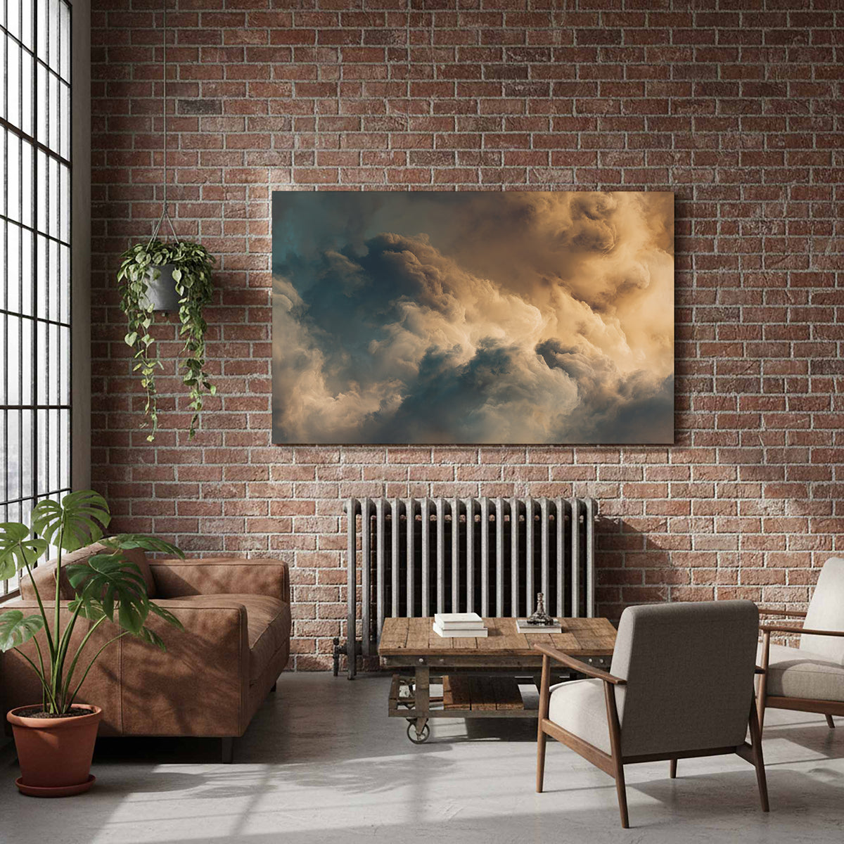 Abstract Cloud Wall Art – styled room view 7