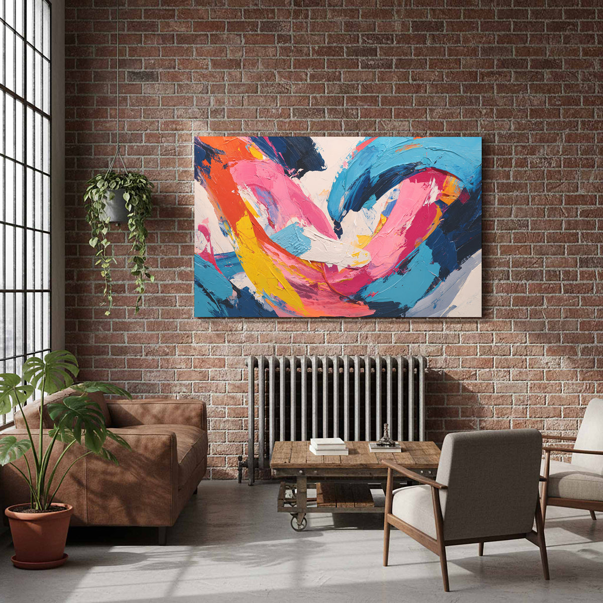 Abstract Intimate Canvas Art – styled room view 7