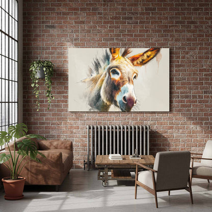 Donkey Portrait Canvas Wall Art – styled room view 7