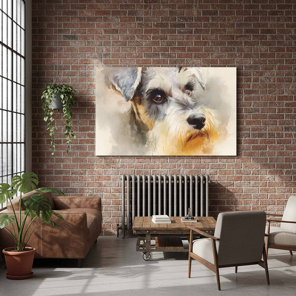 Miniature Schnauzer Canvas Art – styled room view 7
