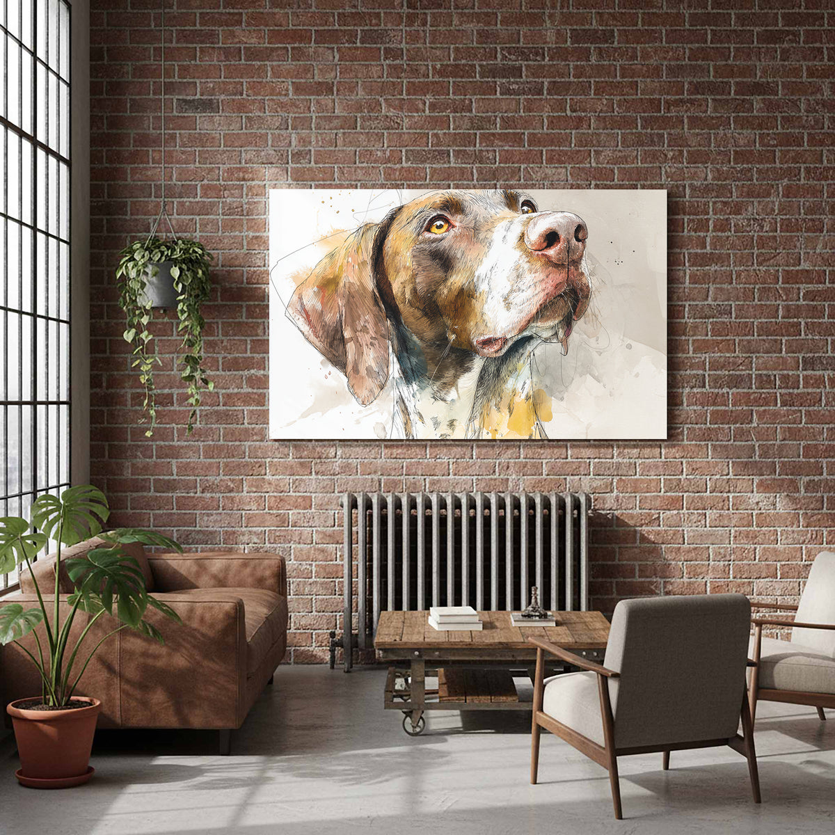 German Shorthaired Pointer Canvas Print – styled room view 7