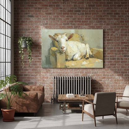 Goat Canvas Wall Art – styled room view 7