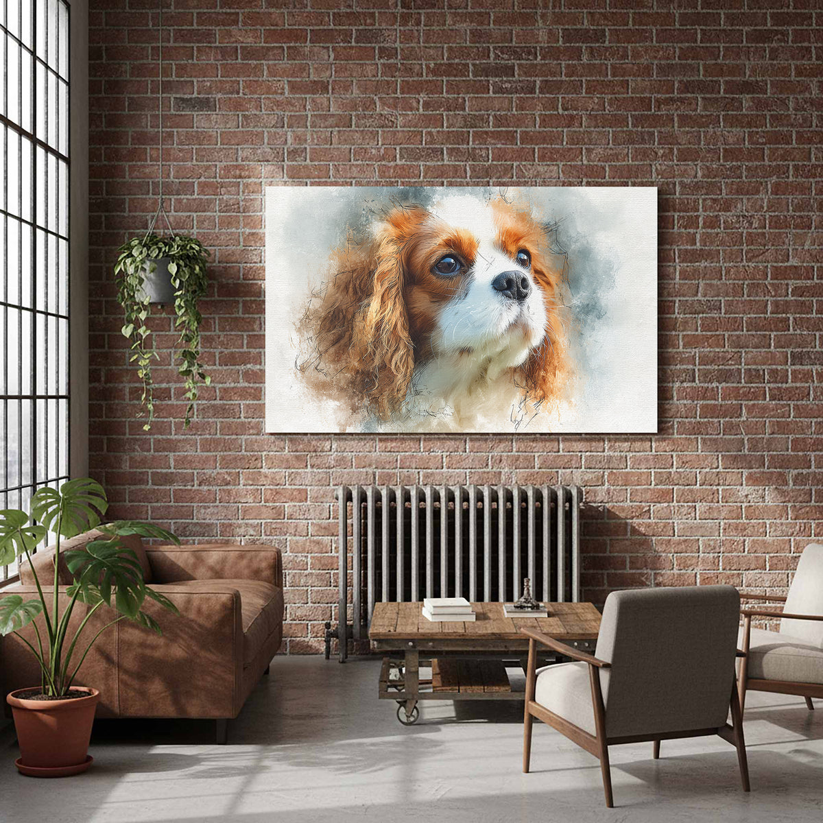 Cavalier King Charles Spaniel Canvas – styled room view 8