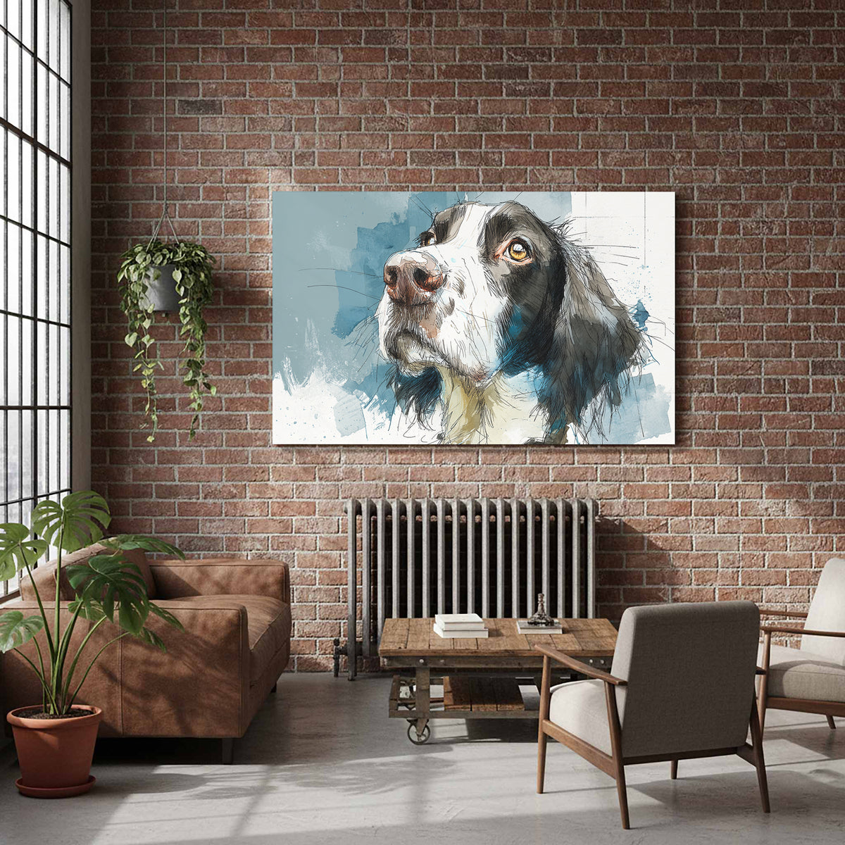 English Springer Spaniel Canvas Wall Art – styled room view 8