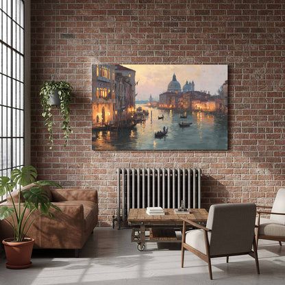 Venice Canal Dusk Wall Art – styled room view 7