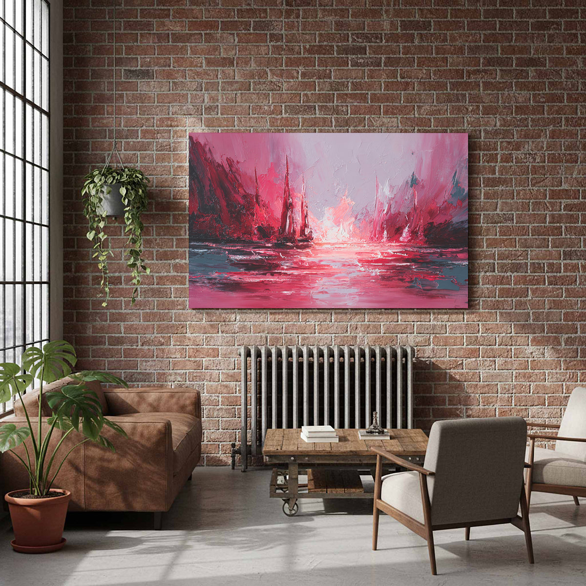 Abstract Storm Seascape Canvas Print – styled room view 6