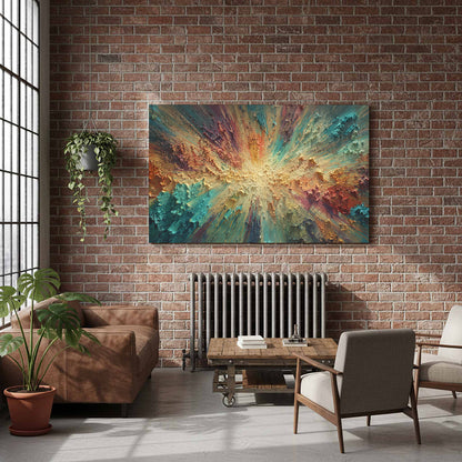 Abstract Burst Canvas Wall Art – styled room view 7