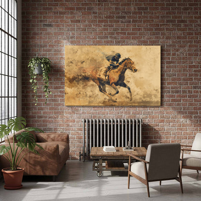 Racing Horse Canvas Print – styled room view 7