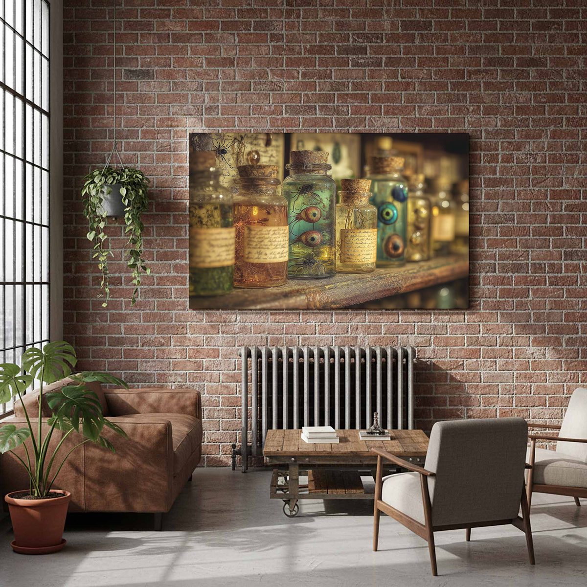 Gothic Specimen Jar Wall Art – styled room view 7