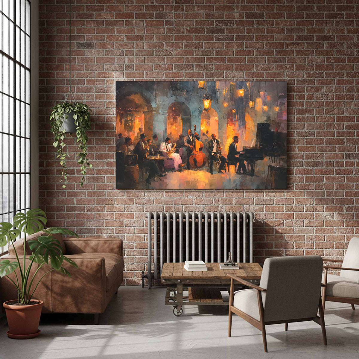 Jazz Ensemble Canvas Wall Art – styled room view 7