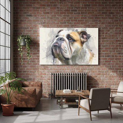 Bulldog Portrait Canvas Print – styled room view 7