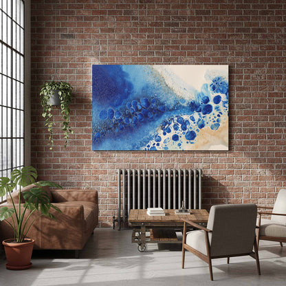 Abstract Blue Canvas Wall Art – styled room view 7