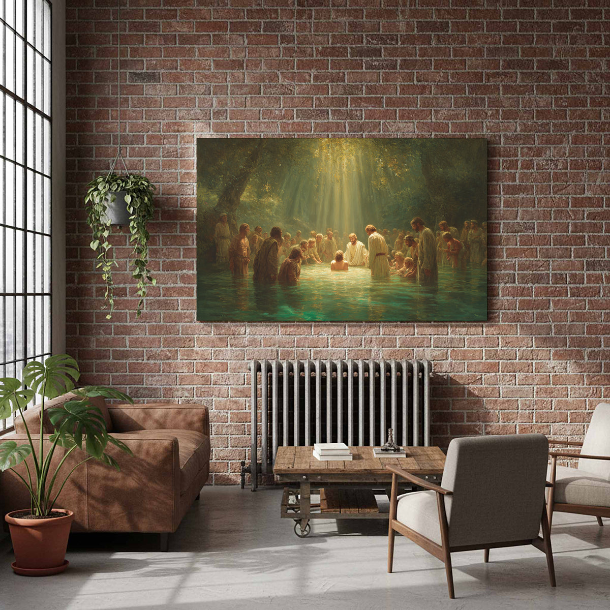 Baptism of Jesus Canvas Wall Art – styled room view 5