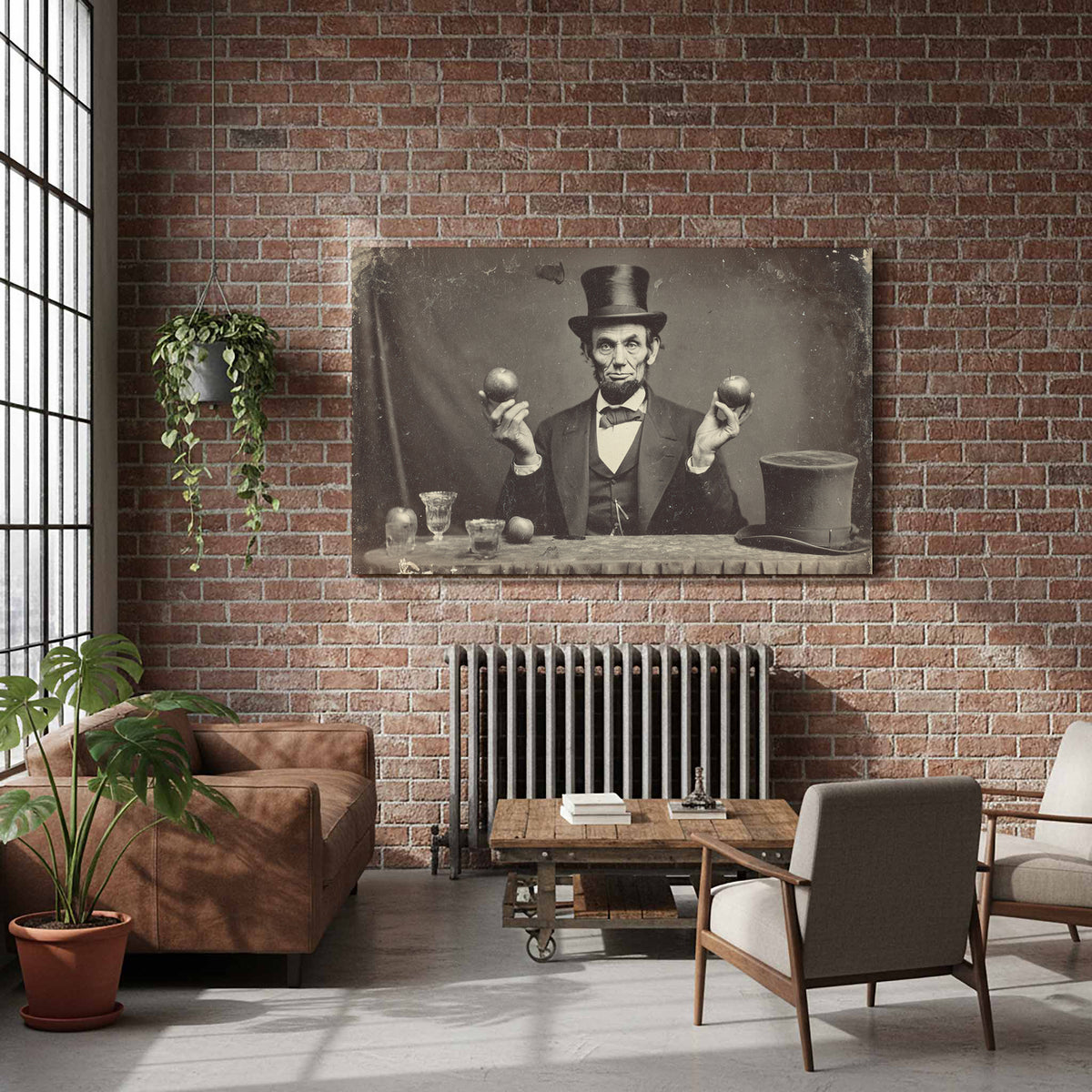 Lincoln Portrait Canvas Art – styled room view 6