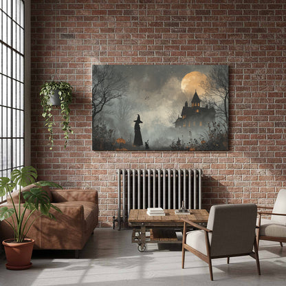 Spooky Witch Halloween Wall Art – styled room view 7