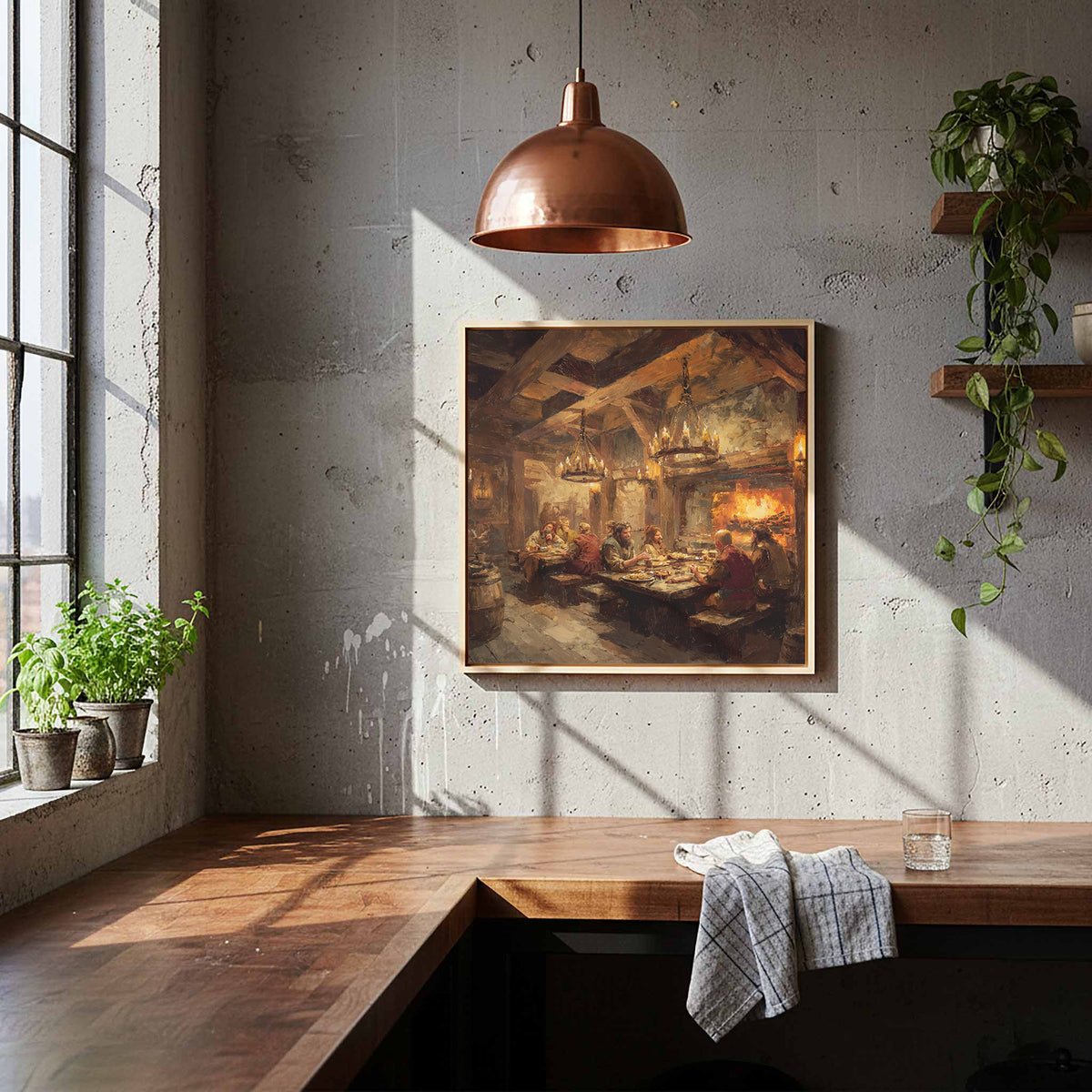 Medieval Tavern Canvas Print – styled room view 9