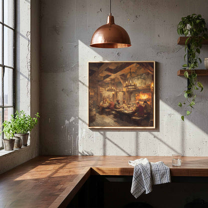 Medieval Tavern Canvas Print – styled room view 9
