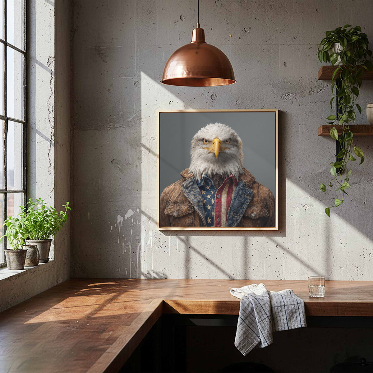 Patriotic Eagle Canvas Wall Art – styled room view 7