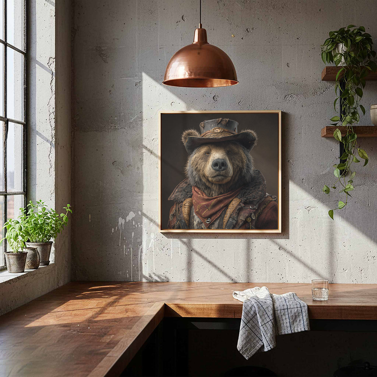 Western Bear Canvas Print – styled room view 7