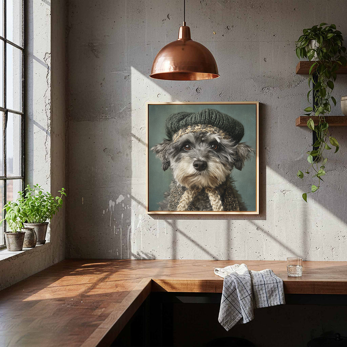 Schnoodle Dog Canvas Wall Art – styled room view 7