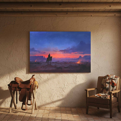 Western Cowboy Canvas Wall Art – styled room view 9
