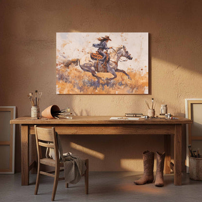 Western Cowgirl Watercolor Canvas Wall Art – styled room view 8