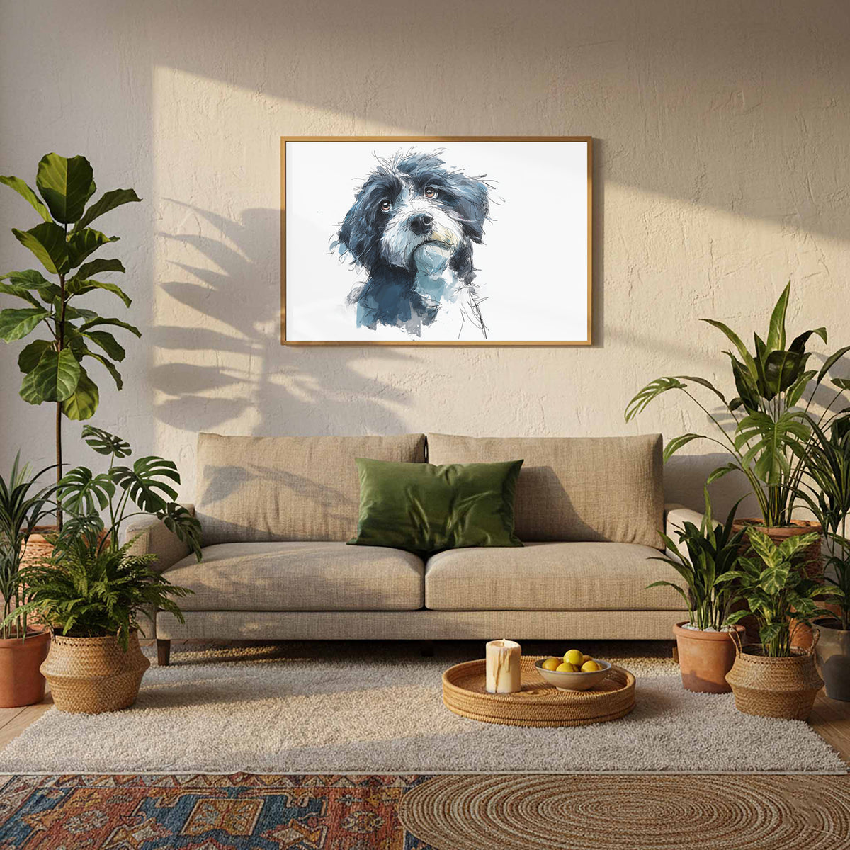 Portuguese Water Dog Canvas Wall Art – styled room view 10