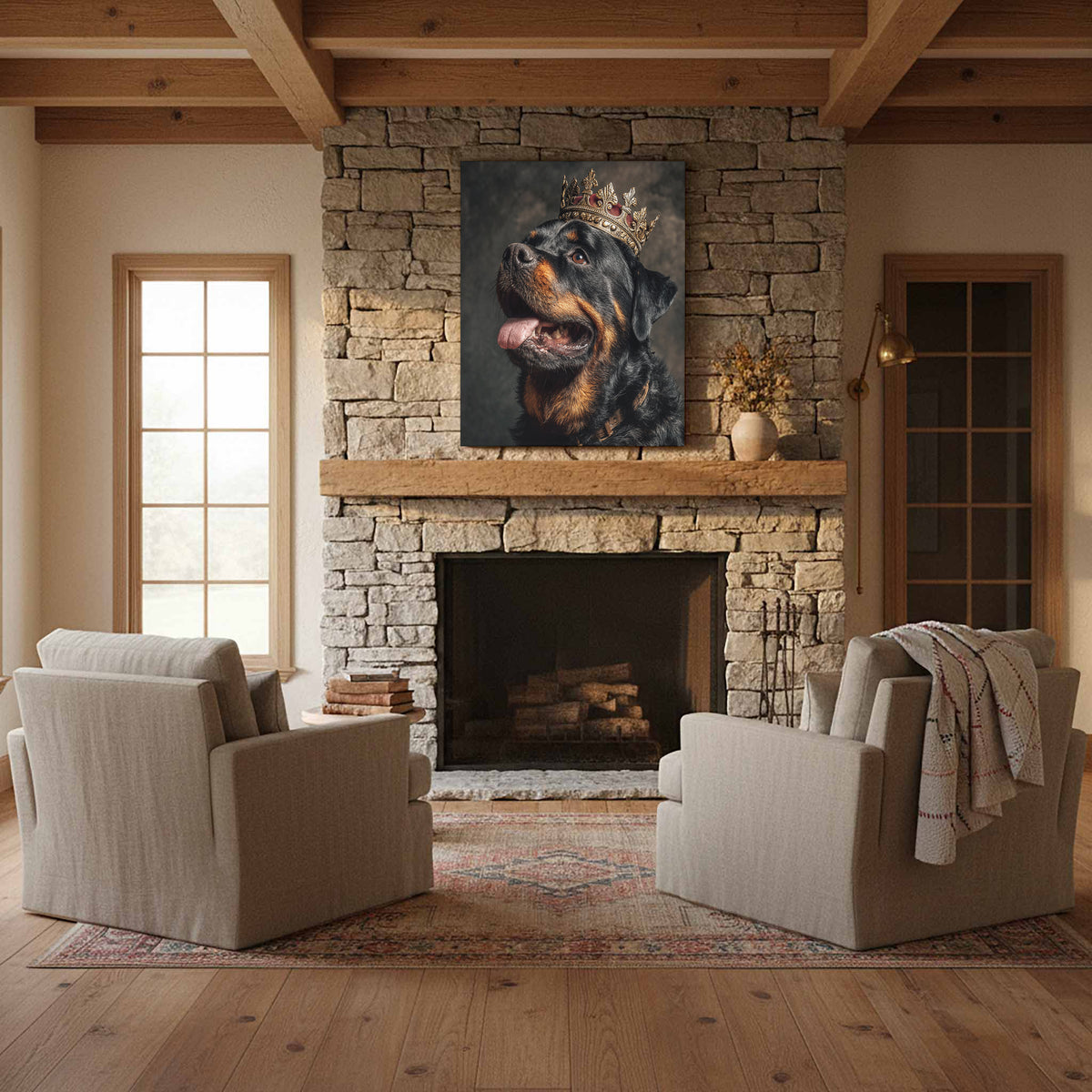 Rottweiler King Canvas Print – styled room view 11