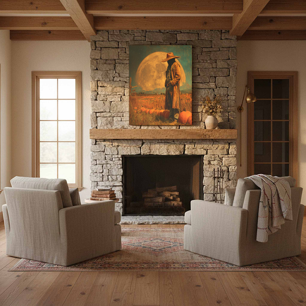 Halloween Cowboy Canvas Print – styled room view 11