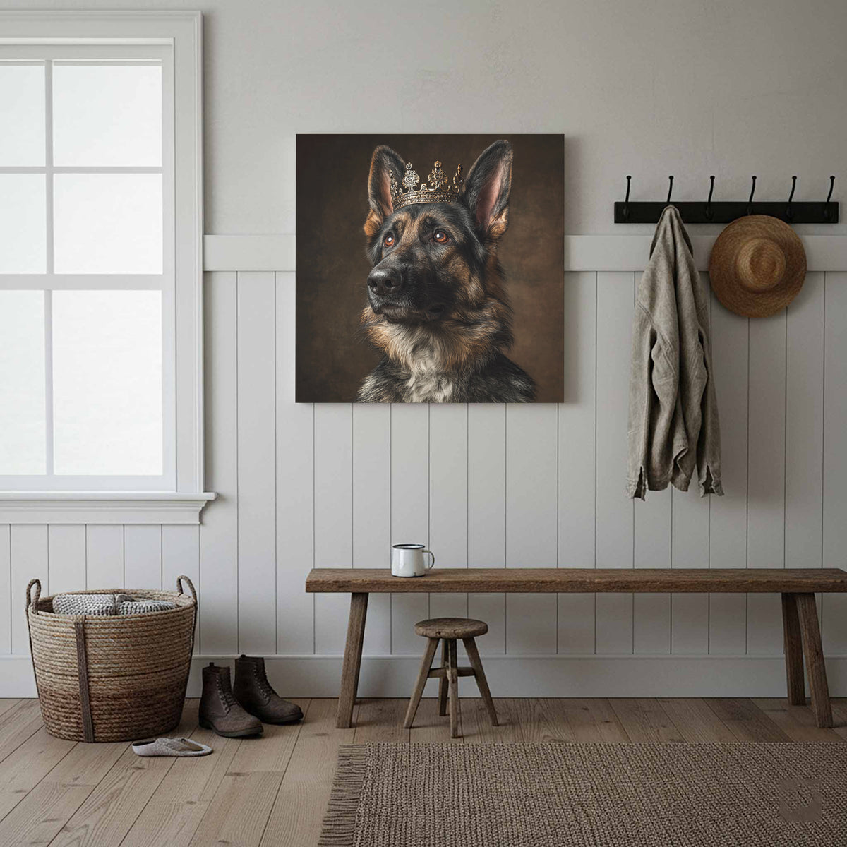German Shepherd Dog Crown Canvas Print – styled room view 10